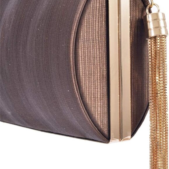 Women’s Satin Evening Clutch Bag Party Wedding Purse with Detachable Chain - Picture 8 of 9